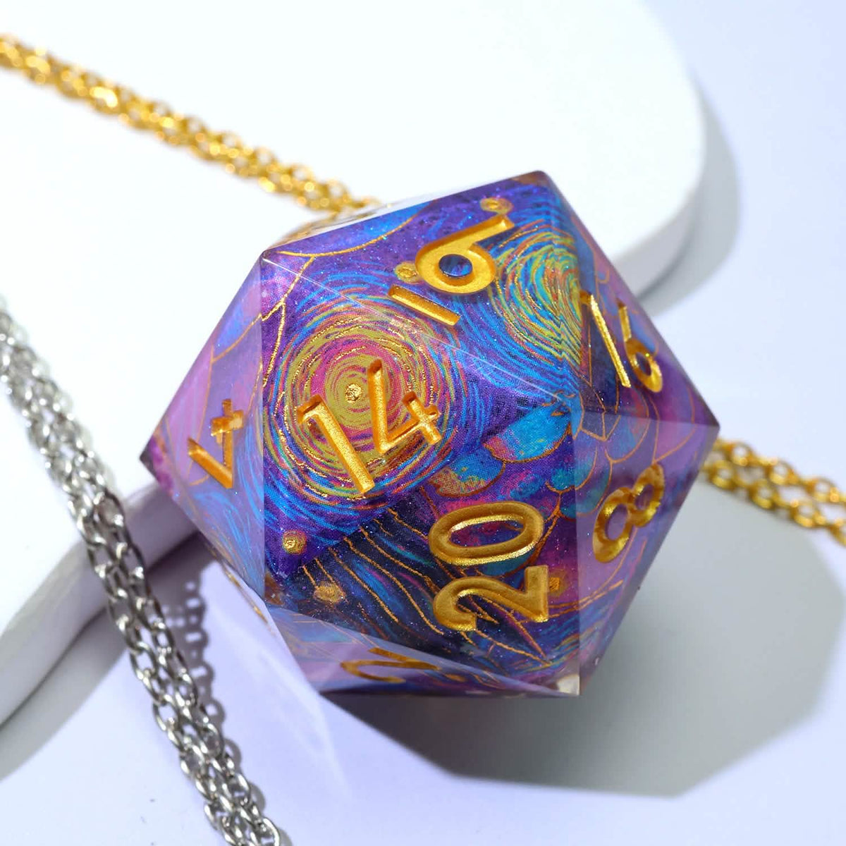 Gilded Cosmos | 50mm D20 | Oversized Art Core Dice | Single Dice
