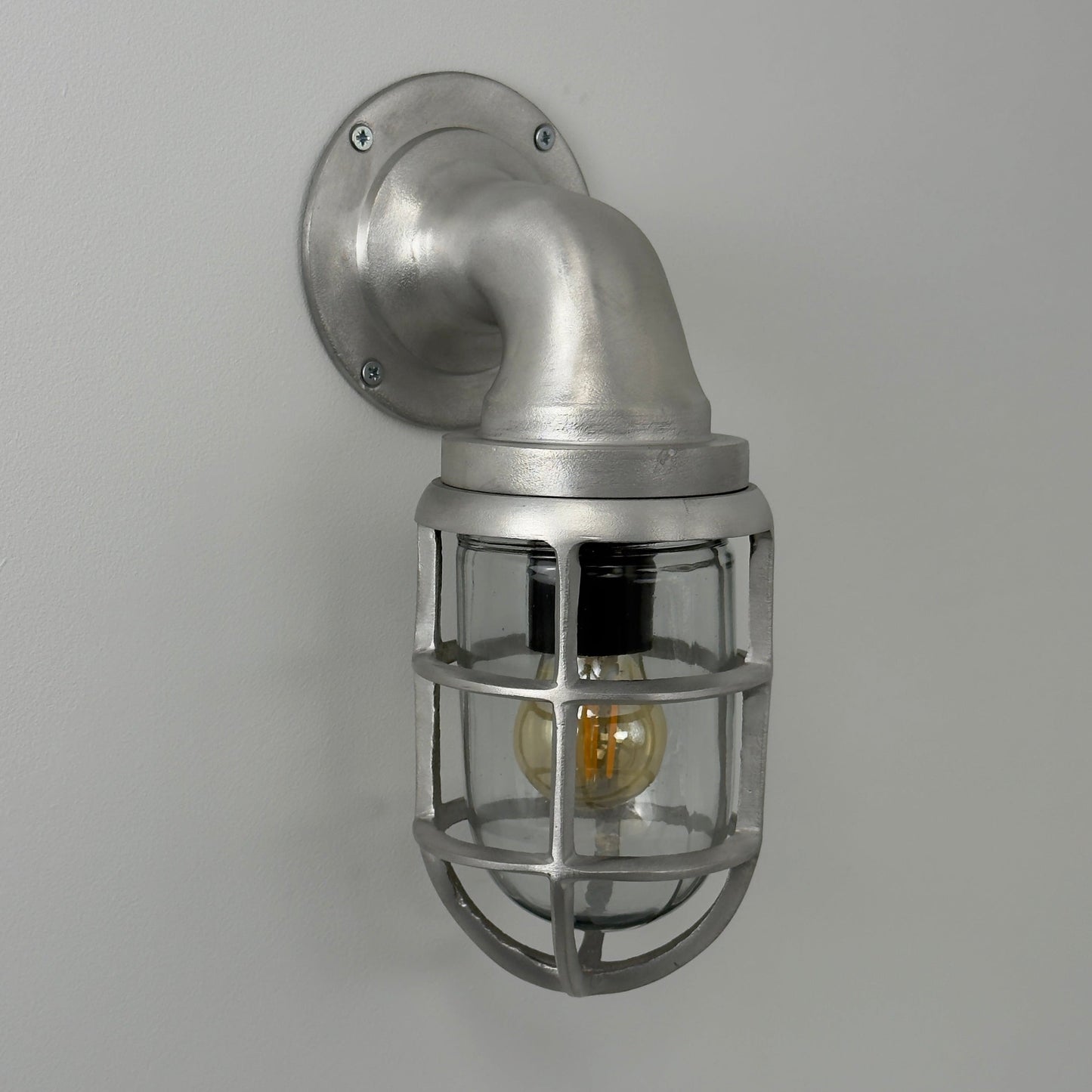 Beachamwell Raw Cast Swan Neck Wall Light - IP65
