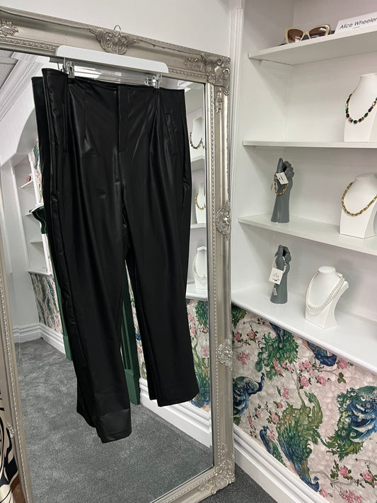 Curve Matte Faux Leather Tailored Trousers Black | Sizes 18–24