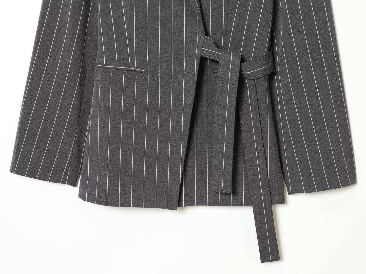 Belted Wrap Suit Set - Premium Two-Piece