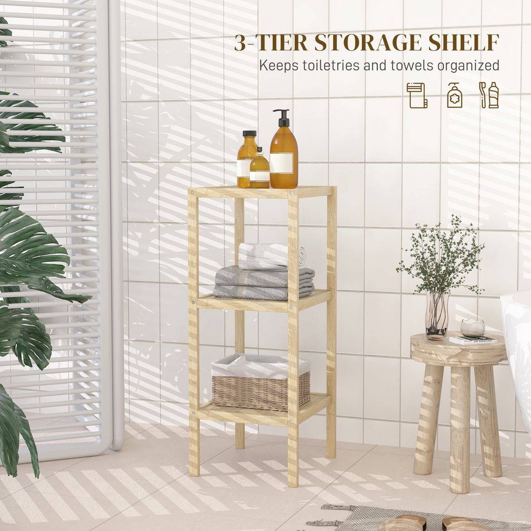 HOMCOM 4-Tier Bathroom Storage Shelving Unit, Freestanding Bamboo Shelves
