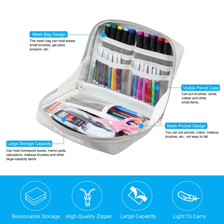 FunAdd Large-capacity Pencil Case Storage Organizer Ant Cloth Cosmetic Bag, Size: 230 x 170 x 75mm (Grey)