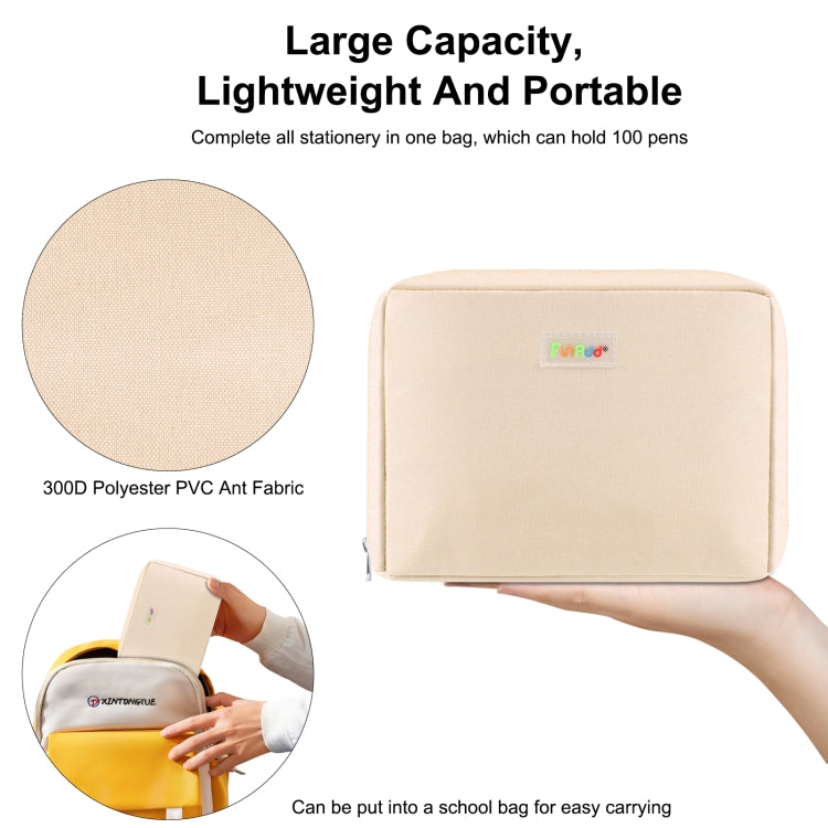 FunAdd Large-capacity Pencil Case Storage Organizer Ant Cloth Cosmetic Bag, Size: 230 x 170 x 75mm (Apricot)