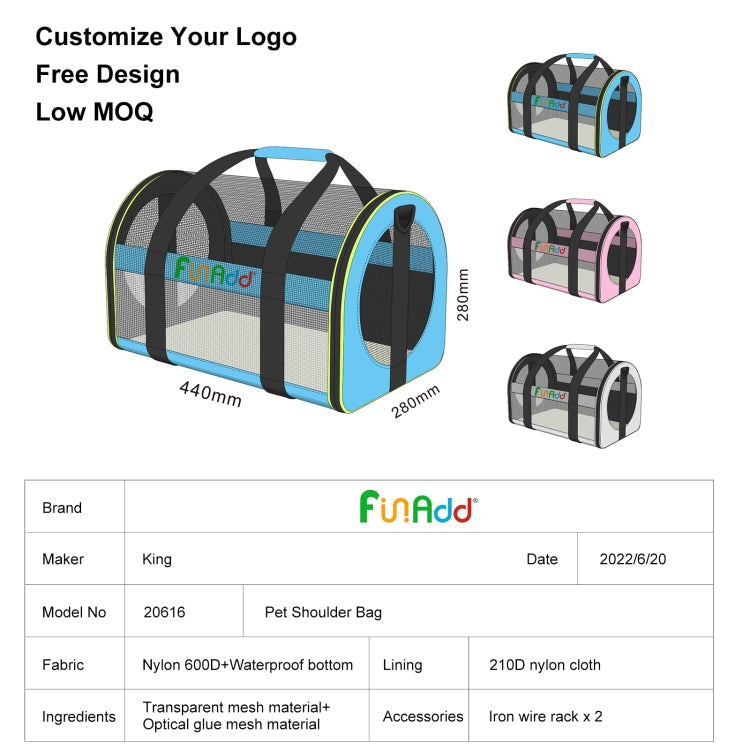 FUNADD Pet Travel Carrier Bag Shoulder Foldable Tote Bag(Pink)