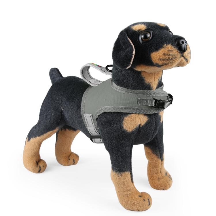 FunAdd Traction Rope Reflective Breathable Nylon Pet Vest Dog Harness, Size: S (Grey)
