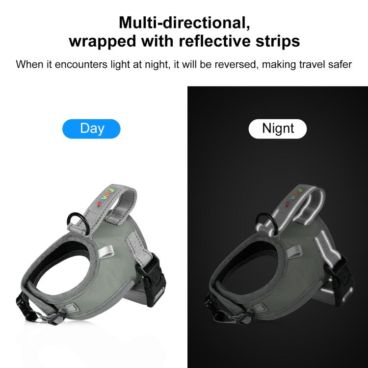 FunAdd Traction Rope Reflective Breathable Nylon Pet Vest Dog Harness, Size: S (Grey)