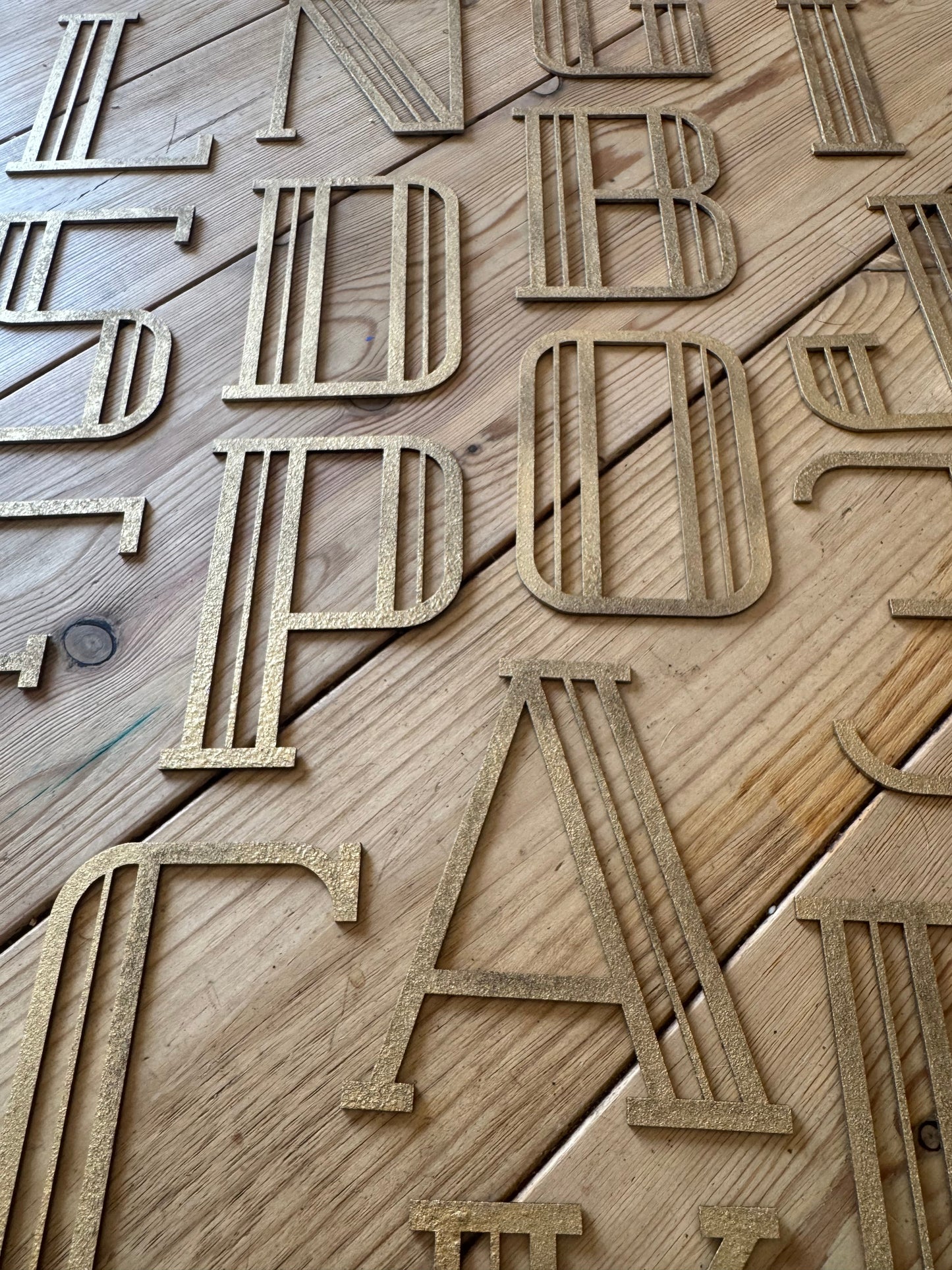 Gold Art Deco Metal Alphabet Letters – 5” or 12” Decorative Lettering A–Z