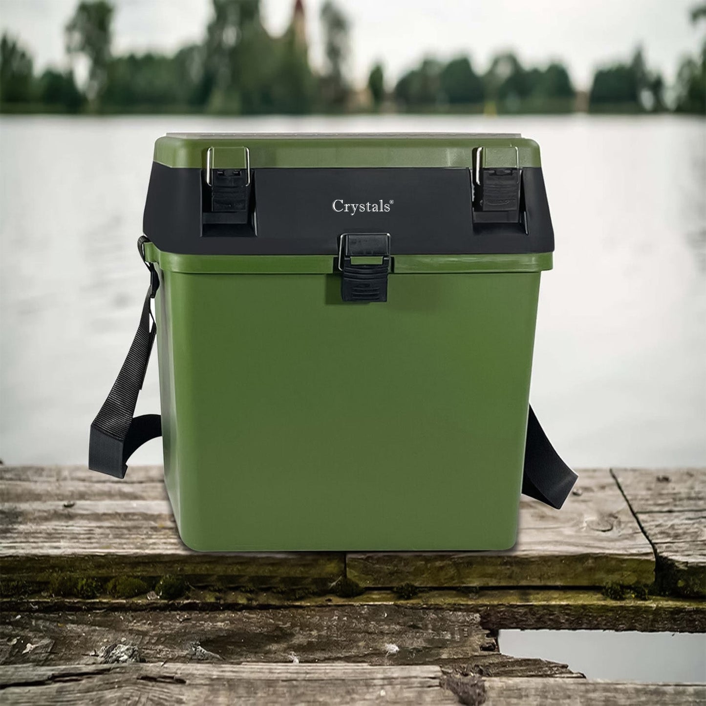 Fishing Tackle Box with Padded Seat & Straps