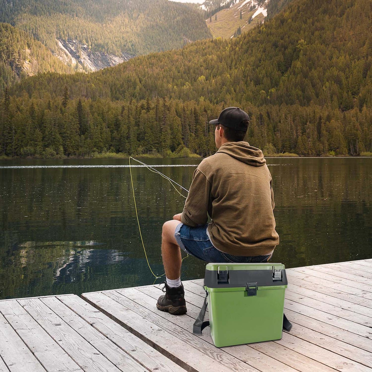 Fishing Tackle Box with Padded Seat & Straps