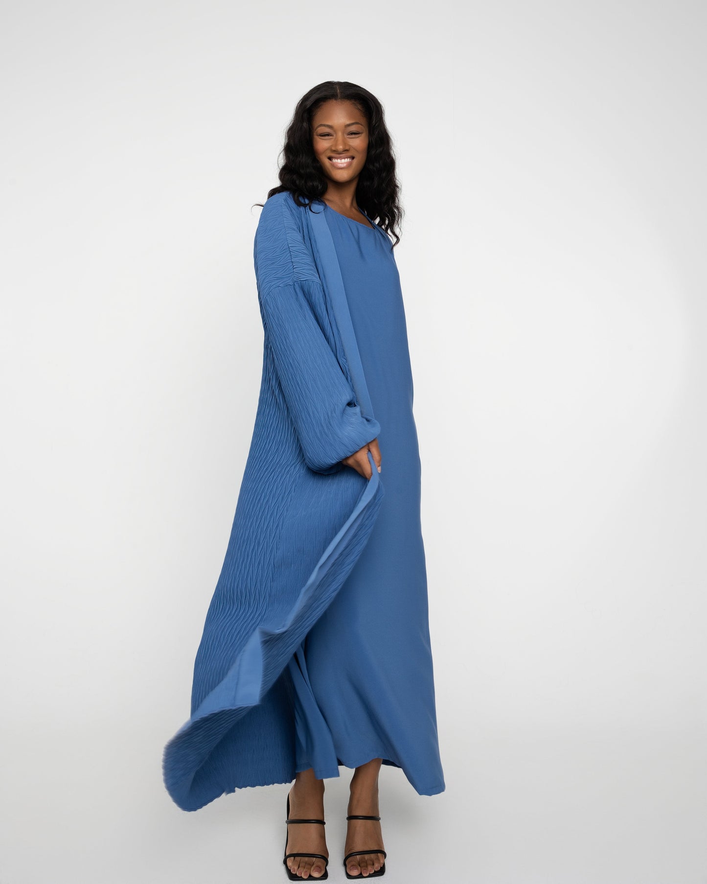 Guided Rebel Textured Full-Body Indigo Abaya Suit