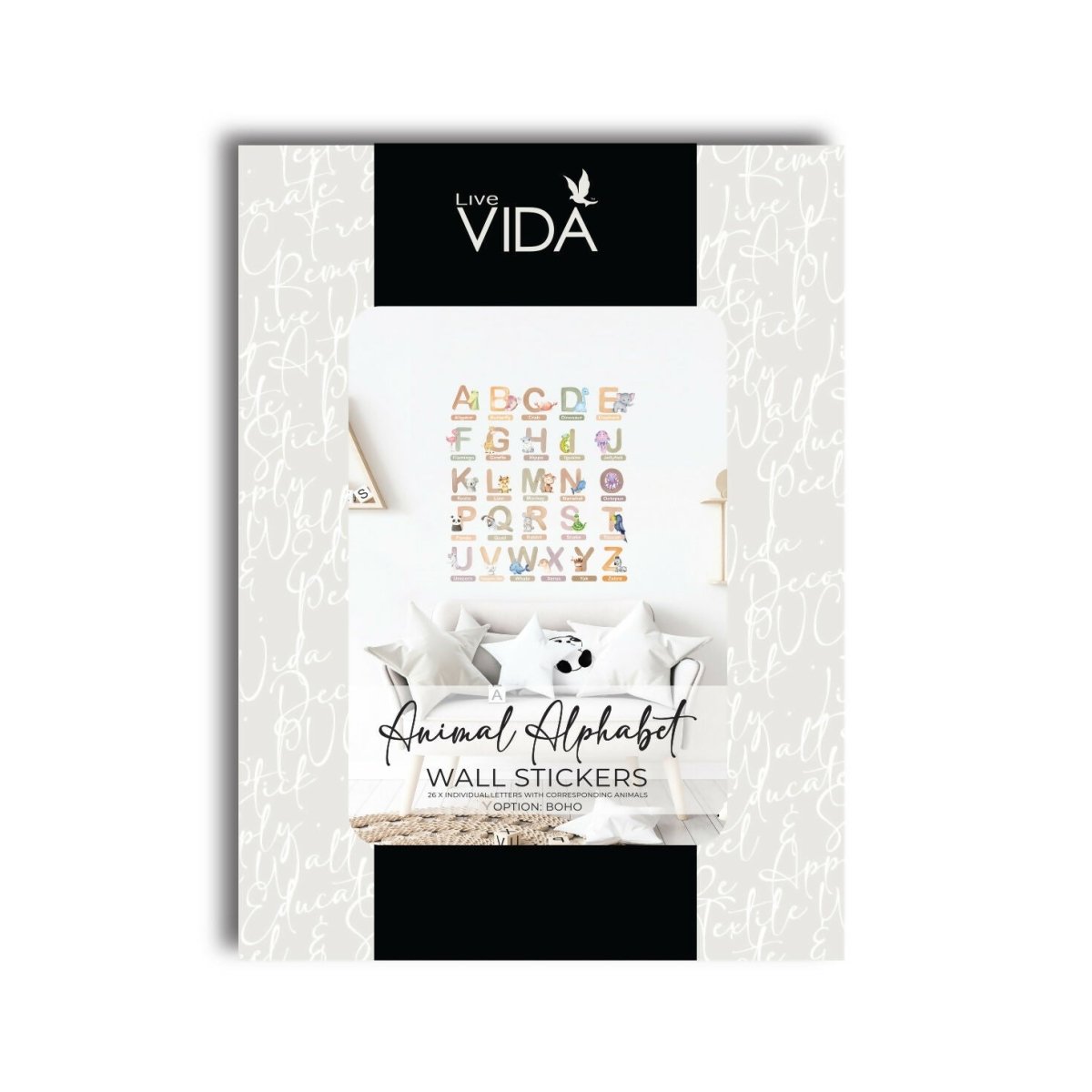Live Vida Alphabet Wall Stickers with Animal Figures 26 pcs