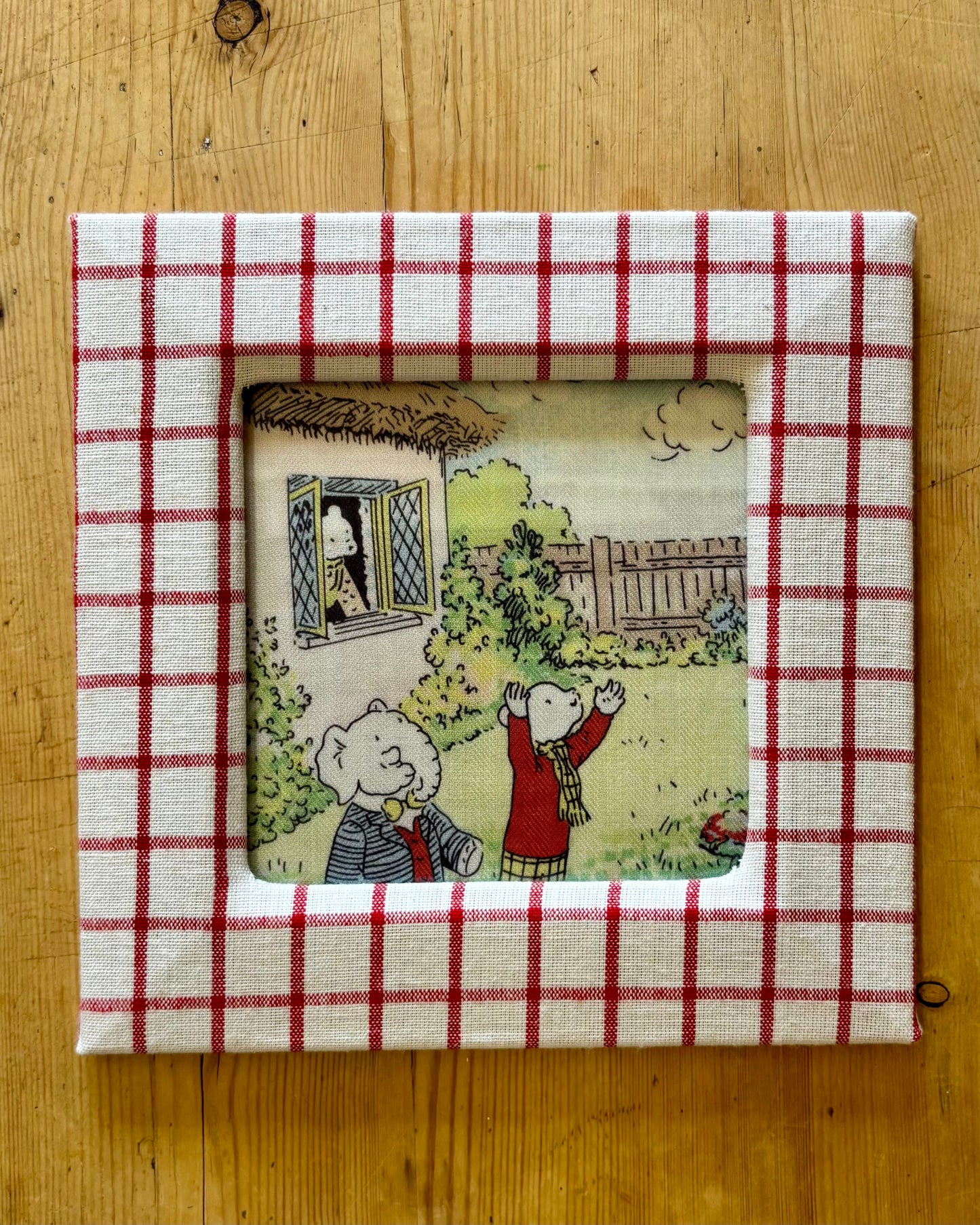Set of 3 Vintage Rupert Bear Framed Linen Pictures