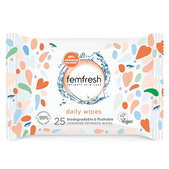 Femfresh 25 Daily Intimate Wipes for pH-Balanced Freshness & Gentle Cleansing (Pack of 25)