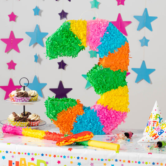 Large Number 3 Pinata Party Set