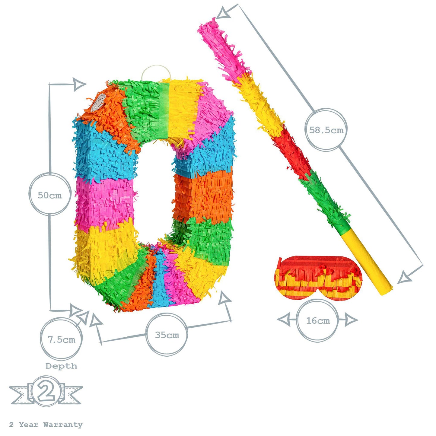 Large Number 0 Pinata Party Set