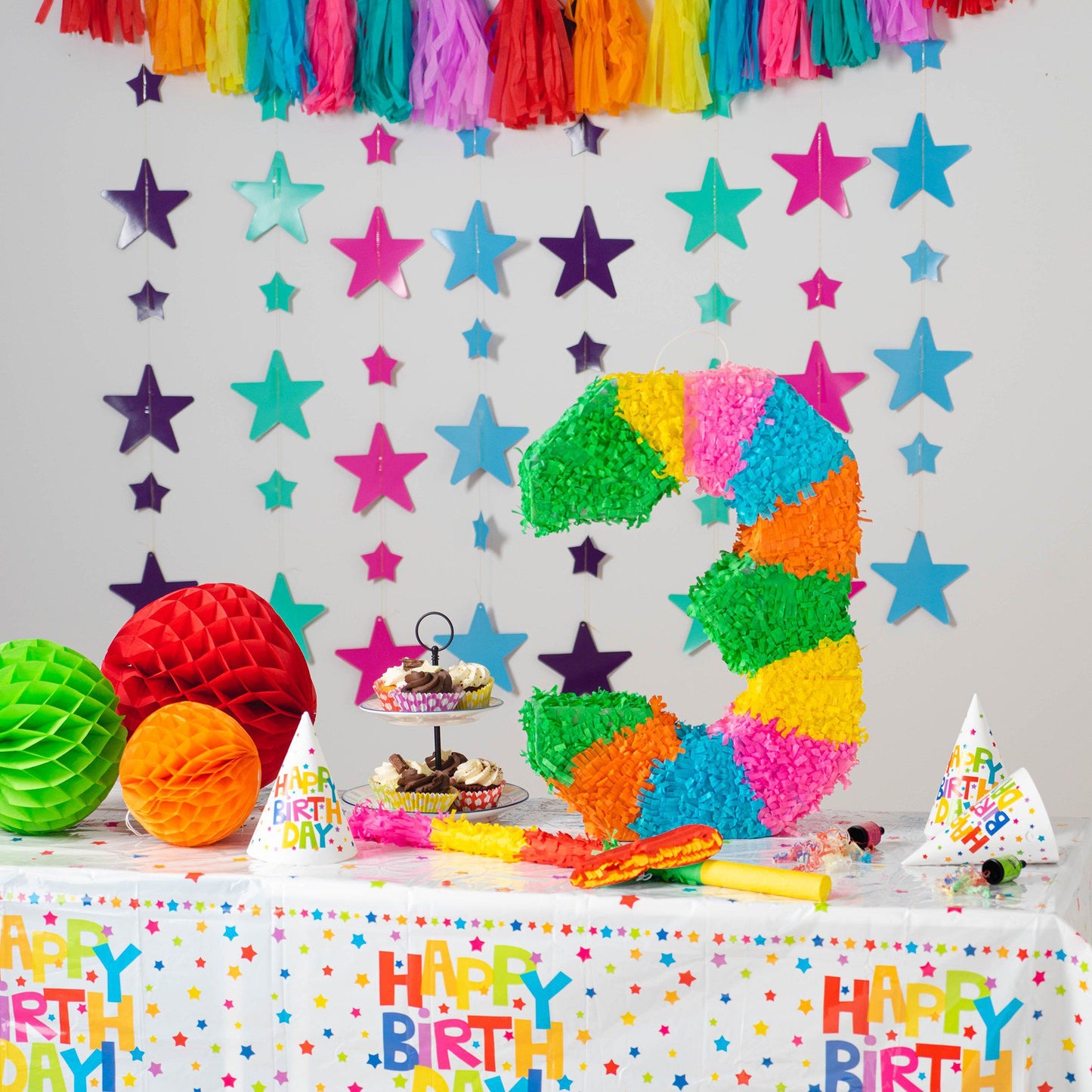 Large Number 3 Pinata Party Set