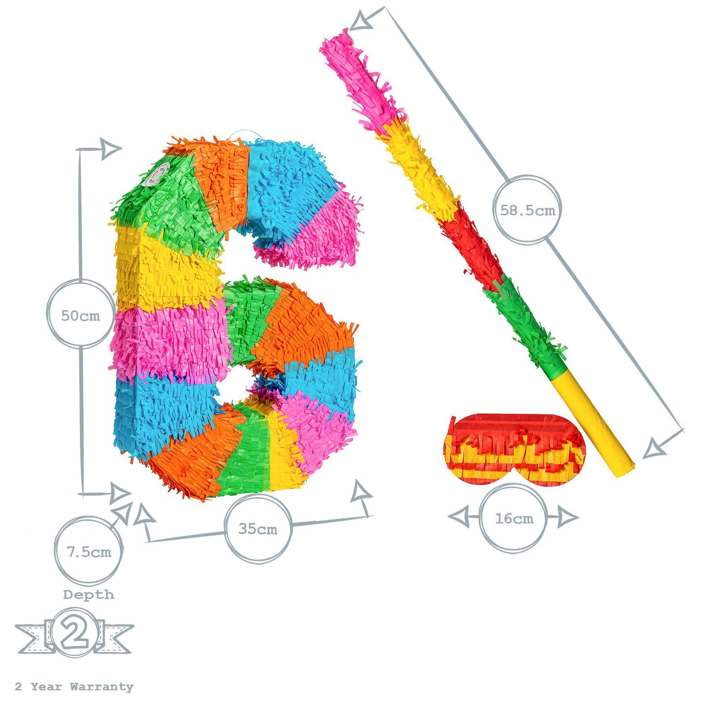 Large Number 6 Pinata Party Set