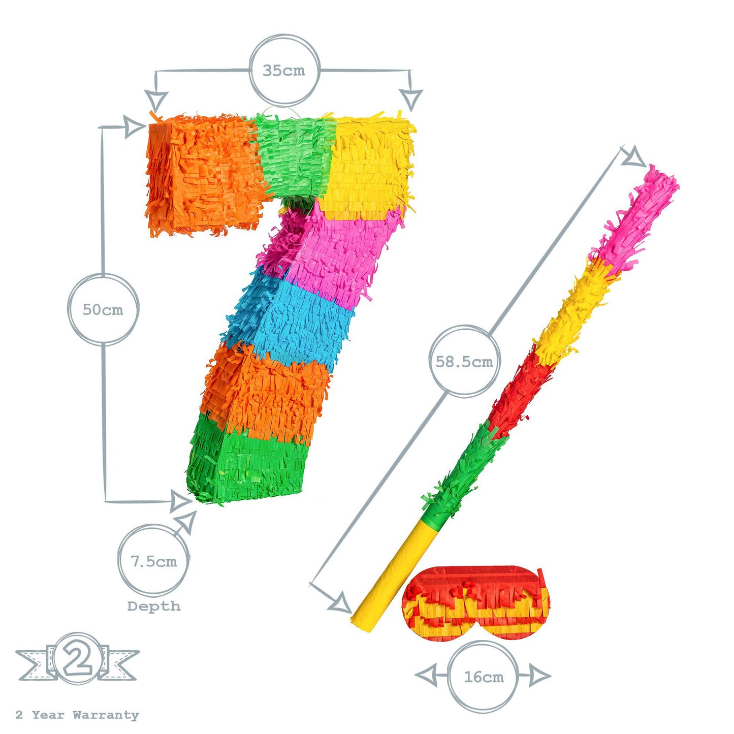 Large Number 7 Pinata Party Set