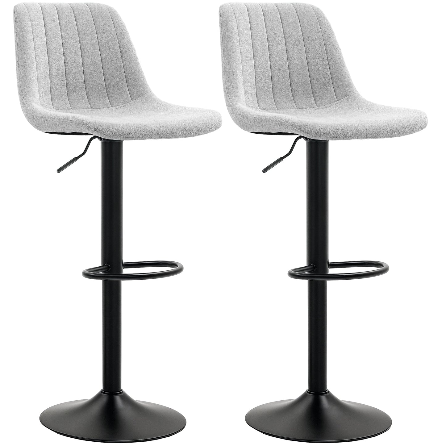 HOMCOM Bar Stools Set of 2 Adjustable Swivel Bar Chairs with Backrest