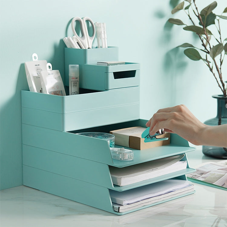 Desk-top Removable Pen Holder Stationery Box Assembly File Storage Box, 0115-2 (Grey White), 0115-2 (Blue Green)