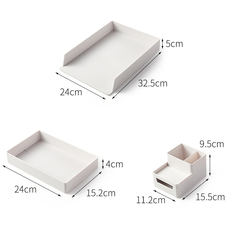 Desk-top Removable Pen Holder Stationery Box Assembly File Storage Box, 0115-2 (Grey White), 0115-2 (Blue Green)
