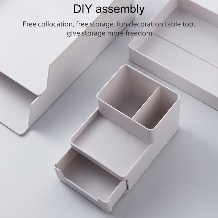 Desk-top Removable Pen Holder Stationery Box Assembly File Storage Box, 0115-2 (Grey White), 0115-2 (Blue Green)