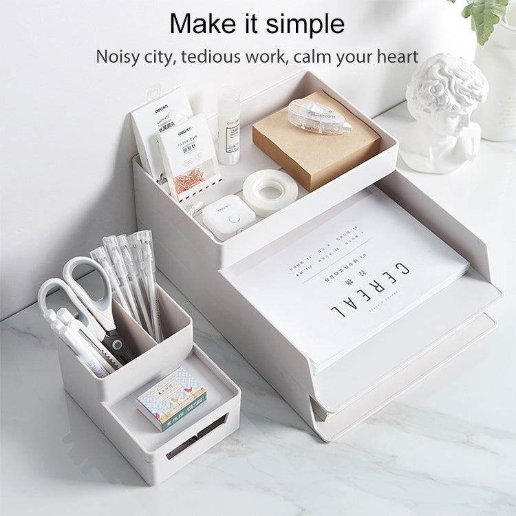 Desk-top Removable Pen Holder Stationery Box Assembly File Storage Box, 0115-2 (Grey White), 0115-2 (Blue Green)