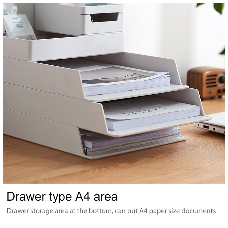 Desk-top Removable Pen Holder Stationery Box Assembly File Storage Box, 0115-2 (Grey White), 0115-2 (Blue Green)