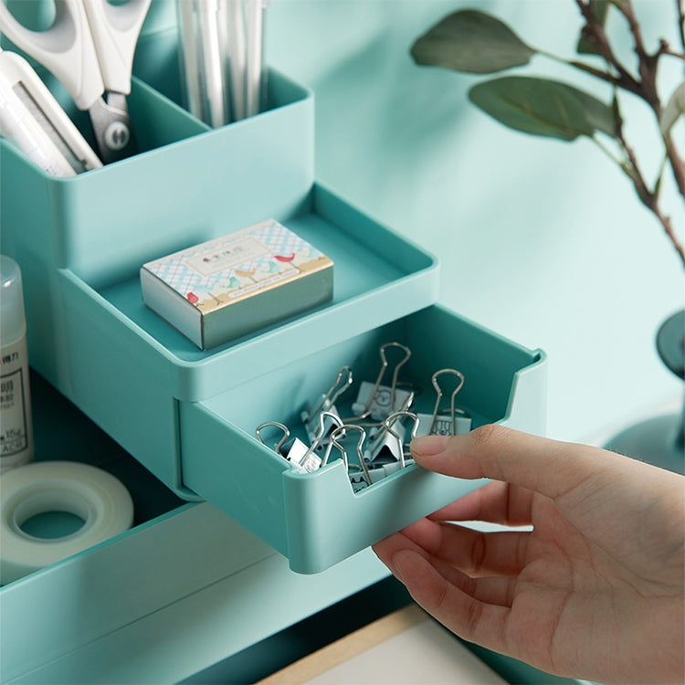 Desk-top Removable Pen Holder Stationery Box Assembly File Storage Box, 0115-2 (Grey White), 0115-2 (Blue Green)