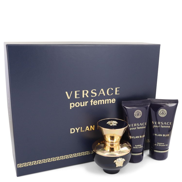Versace Pour Femme Dylan Blue Gift Set 50ml EDP + 50ml Body Lotion + 50ml Shower Gel Women's Fragrance
