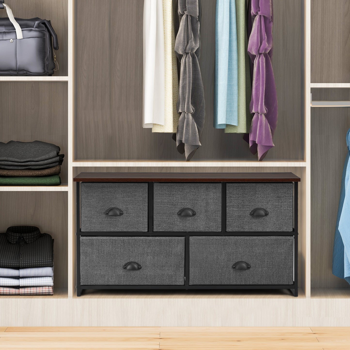 Fabric Drawer Cabinet for Wardrobe, Bedroom, Living Room-Black