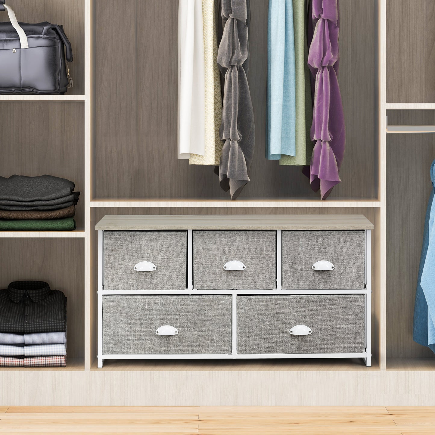 Fabric Drawer Cabinet for Wardrobe, Bedroom, Living Room-Black