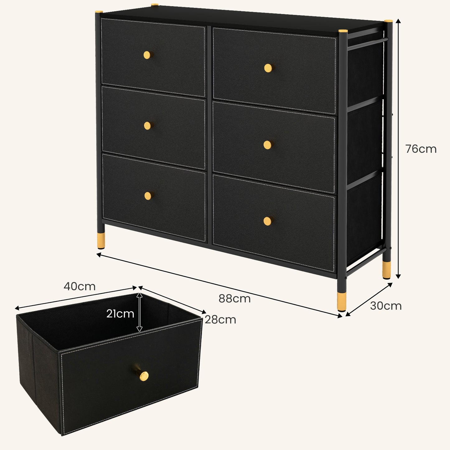 Fabric Dresser Tower for Bedroom with Drawers and Metal Frame-4-Tier