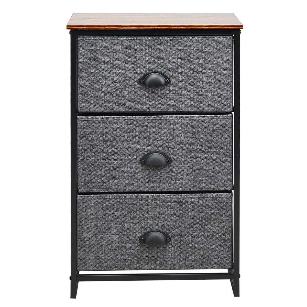 3/4 Fabric Nightstand Bedside Storage Cabinet Folding Drawers-4-Tier-Black