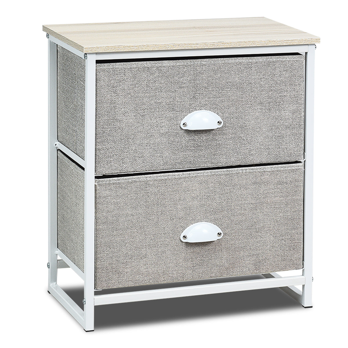 3/4 Fabric Nightstand Bedside Storage Cabinet Folding Drawers-4-Tier-Black