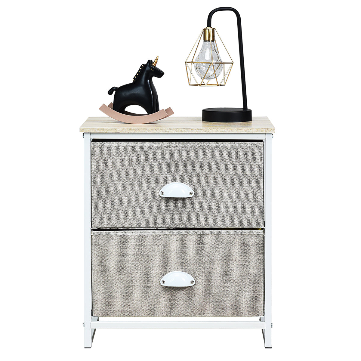 3/4 Fabric Nightstand Bedside Storage Cabinet Folding Drawers-4-Tier-Black