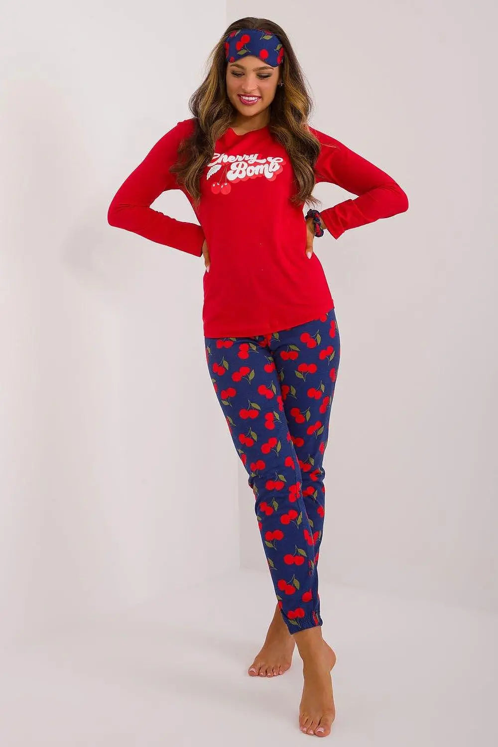 Factory Price blouse, pants, blindfold and hair elastic womens pajamas