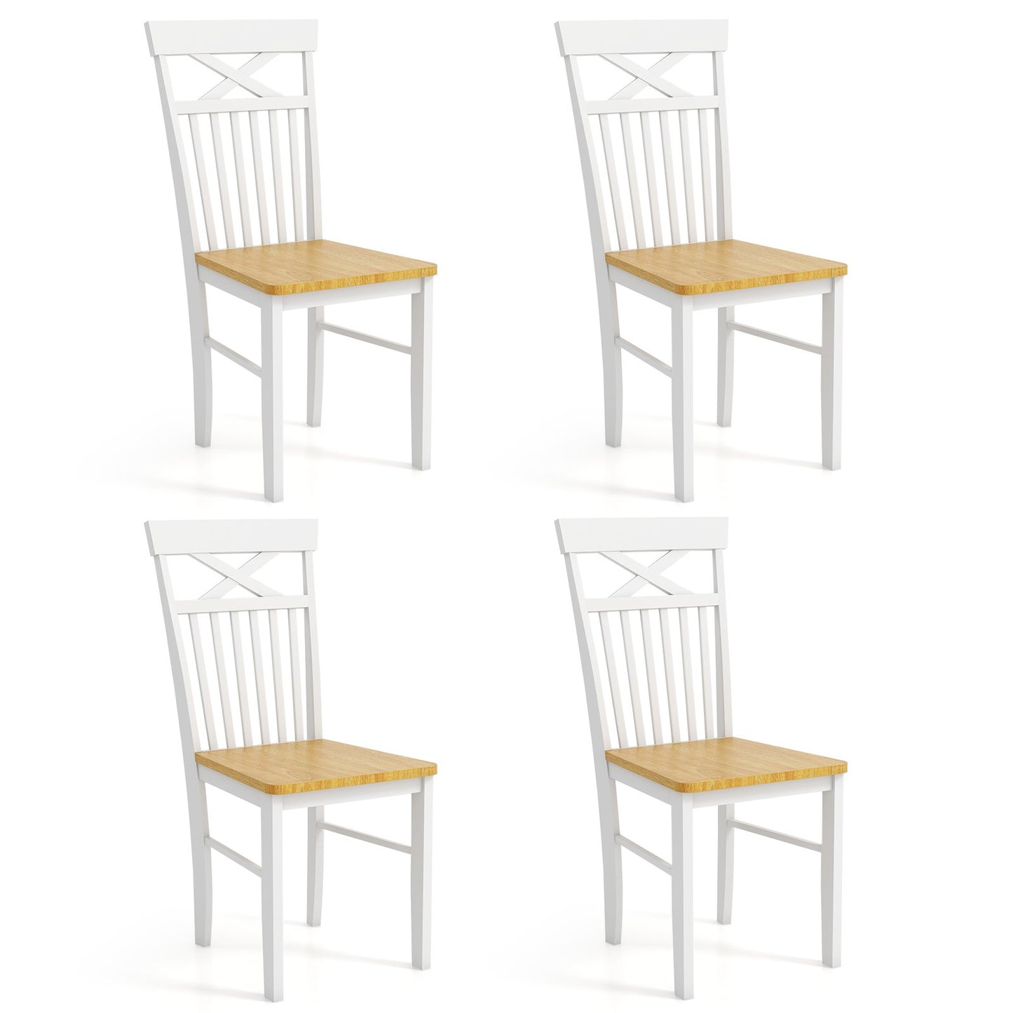 Farmhouse Dining Chair Set of 4 Wooden Kitchen Chair with Rubber Wood Frame