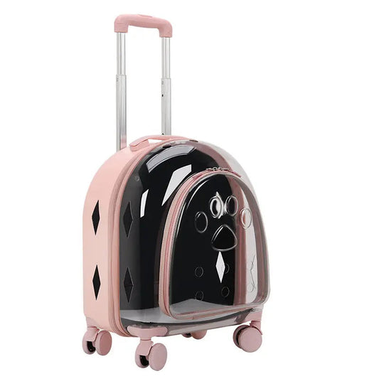 Fashion Creative Pet Trolley Bag Panoramic Transparent Dog Luggage