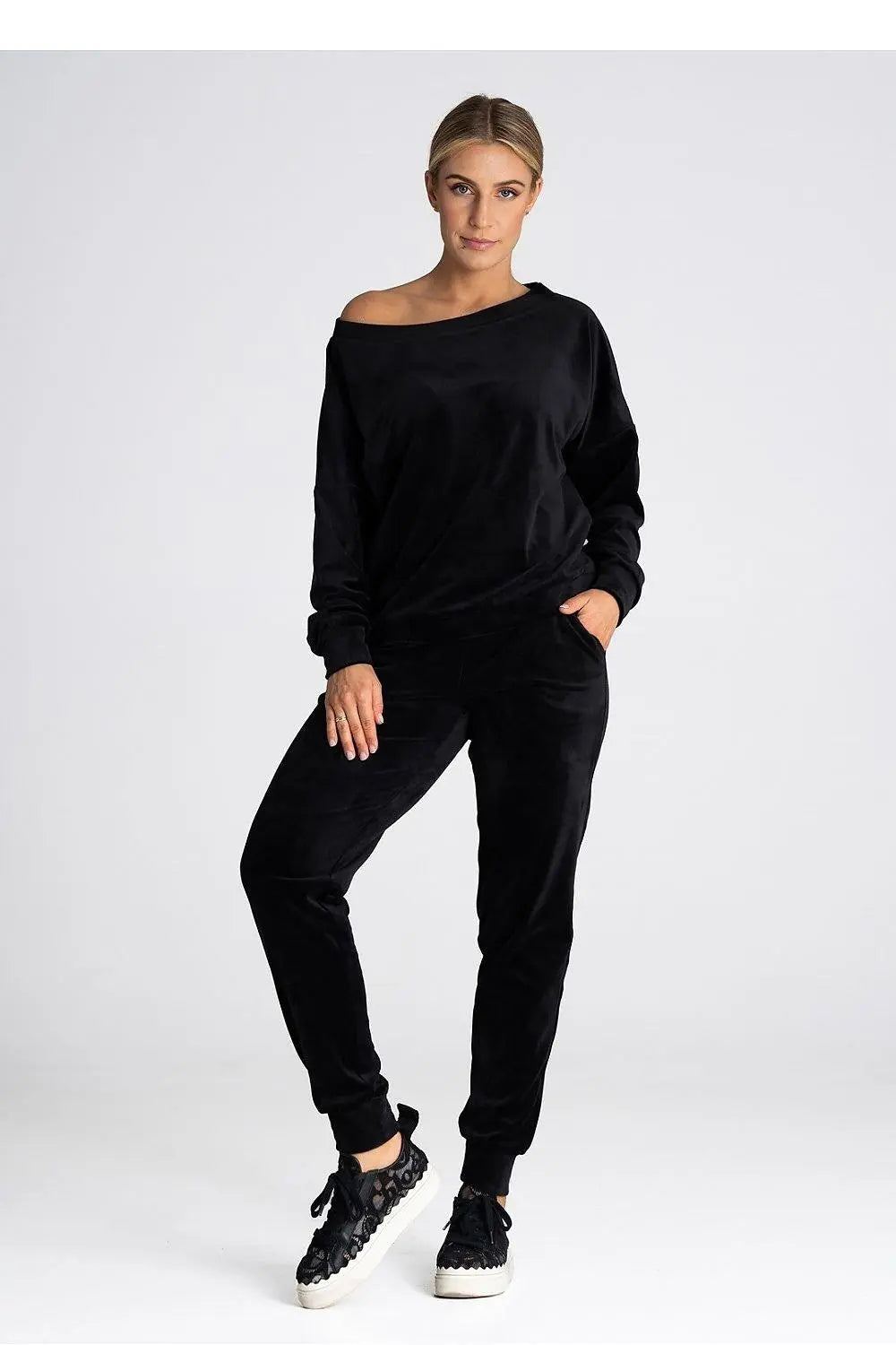 Figl elastic waistband velour pants