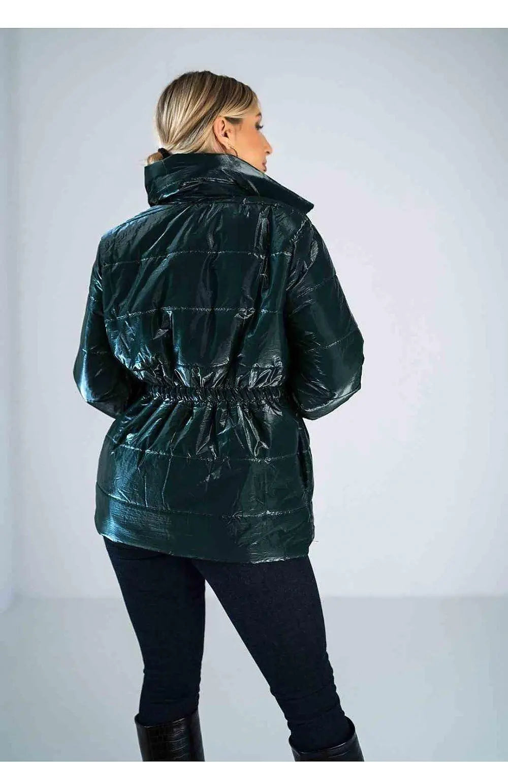 Figl high collar quilted hip-length jacket