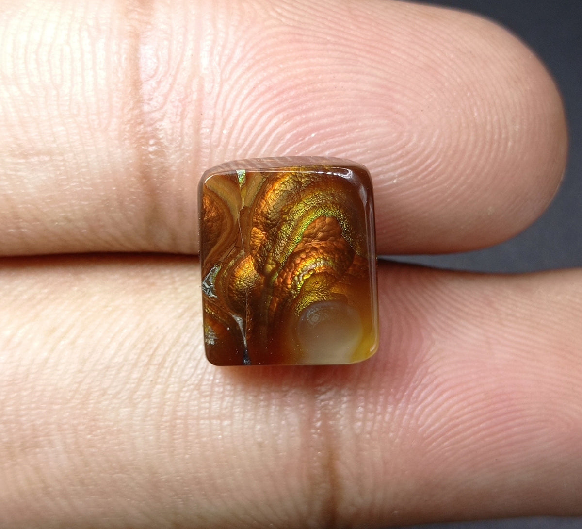 7.2ct Mexican Fire Agate,  Rare Fire Agate, Colorfully Squared Fire Agate, Perfect gemstone Gift For All, Dimensions 12x11x4mm