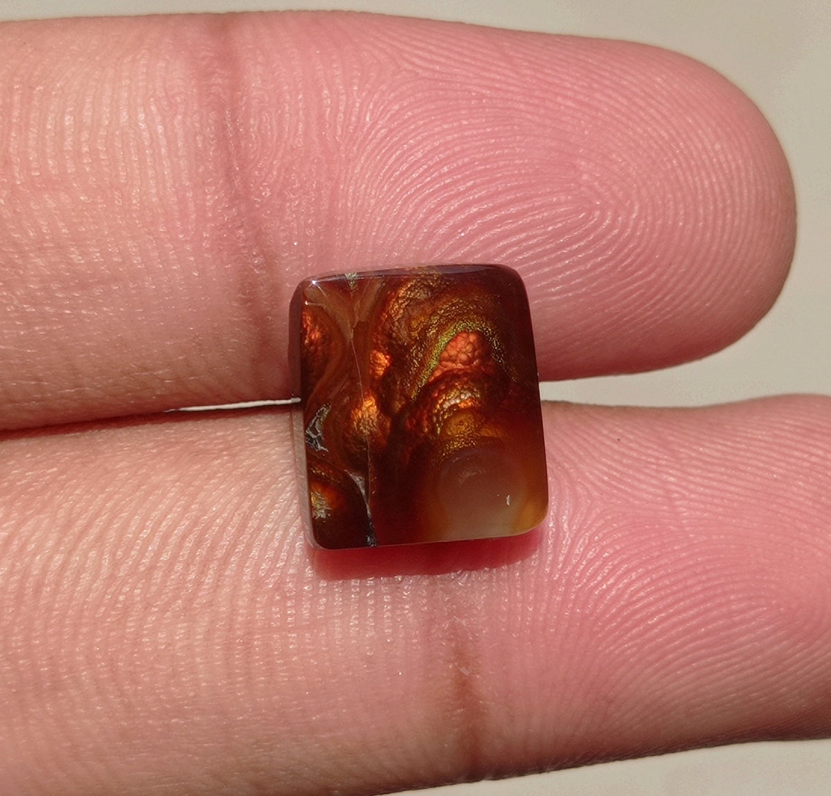 7.2ct Mexican Fire Agate,  Rare Fire Agate, Colorfully Squared Fire Agate, Perfect gemstone Gift For All, Dimensions 12x11x4mm