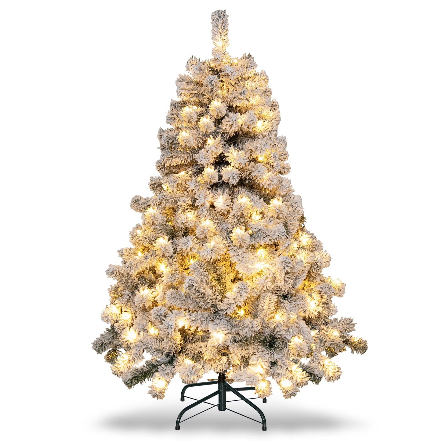 4.5 Feet Flocked Christmas Tree with 295 Tips and 150 LED Lights