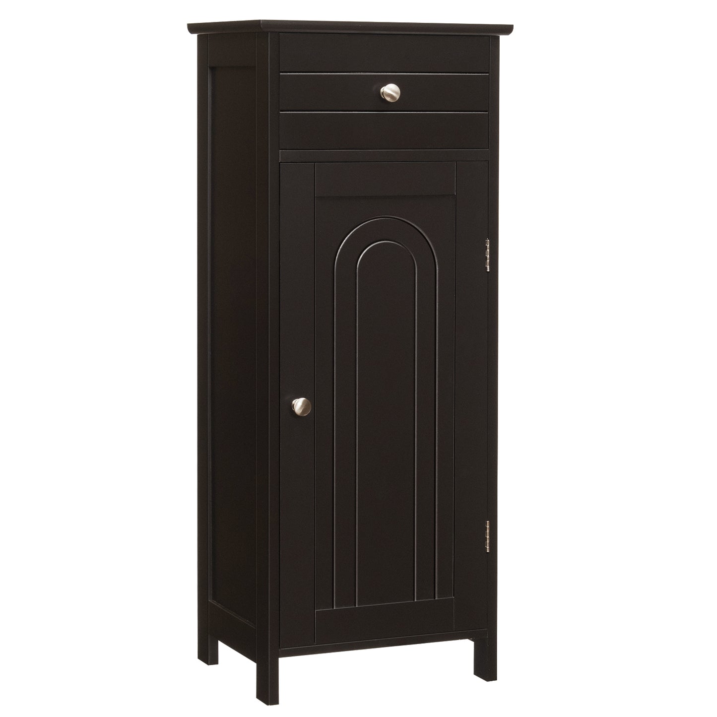 1-Door Freestanding Bathroom Storage Cabinet with Drawer and Adjustable Shelves-Black