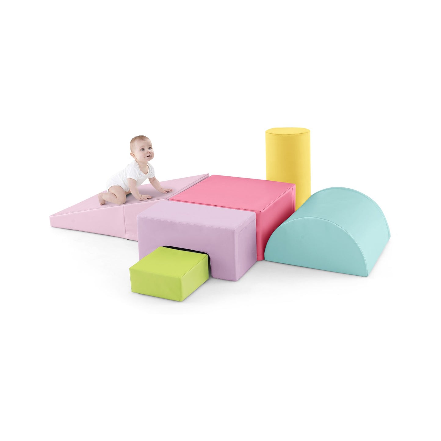Foam Climbing Blocks with PU Cover for 1-3 Toddlers-Blue
