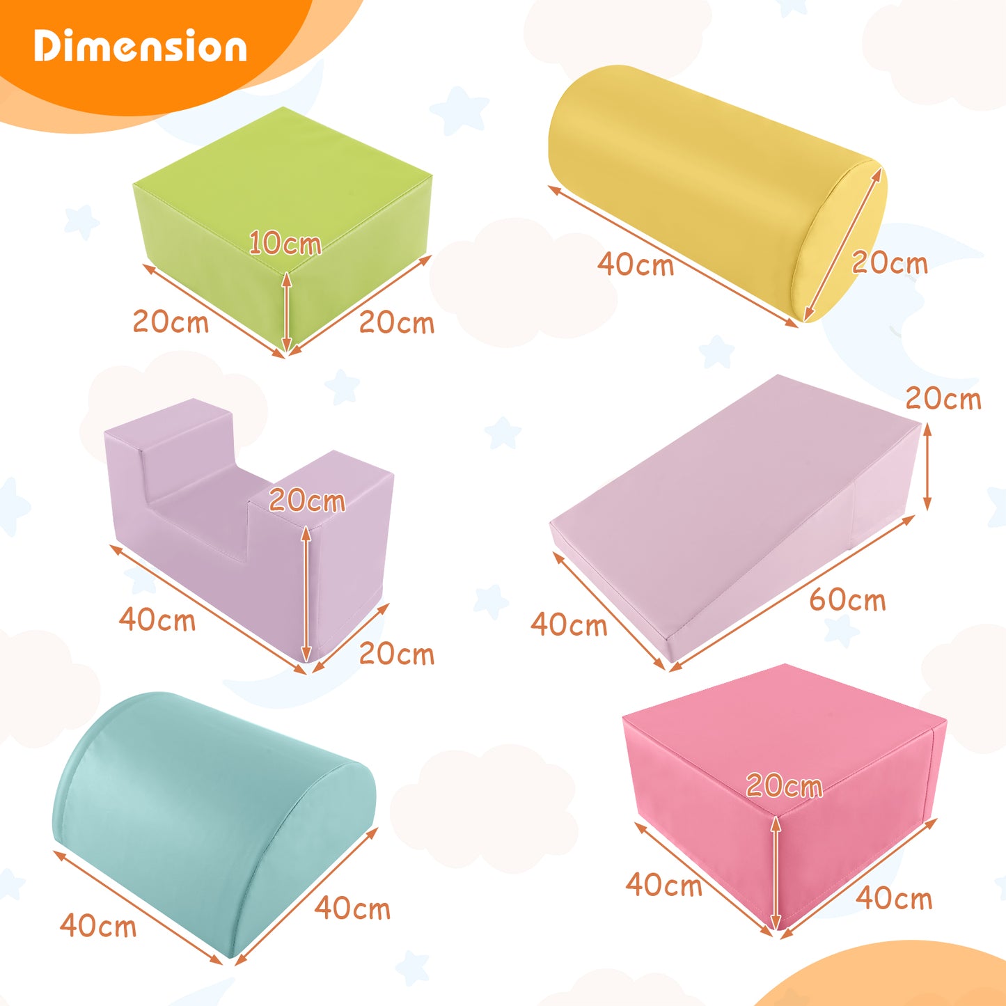 Foam Climbing Blocks with PU Cover for 1-3 Toddlers-Blue