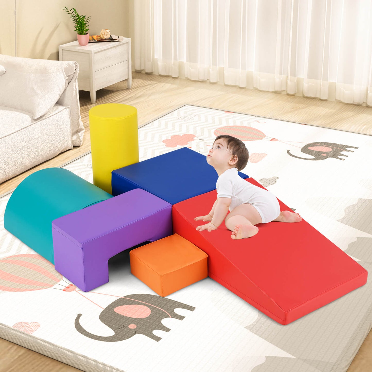 Foam Climbing Blocks with PU Cover for 1-3 Toddlers-Blue