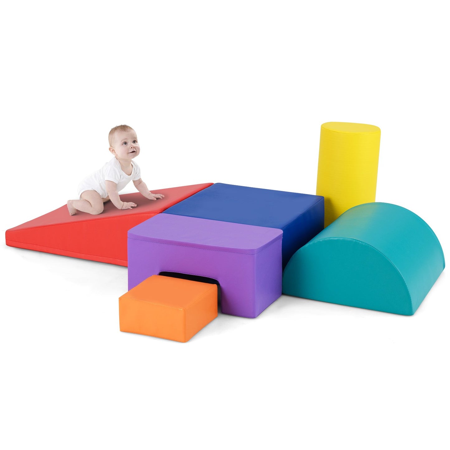 Foam Climbing Blocks with PU Cover for 1-3 Toddlers-Blue