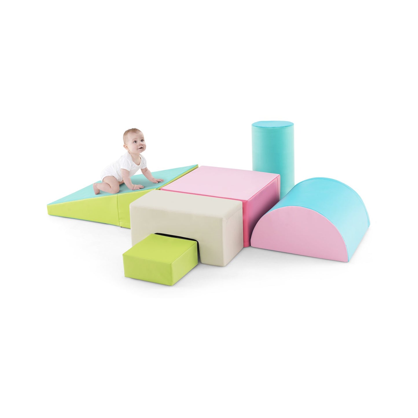 Foam Climbing Blocks with PU Cover for 1-3 Toddlers-Blue